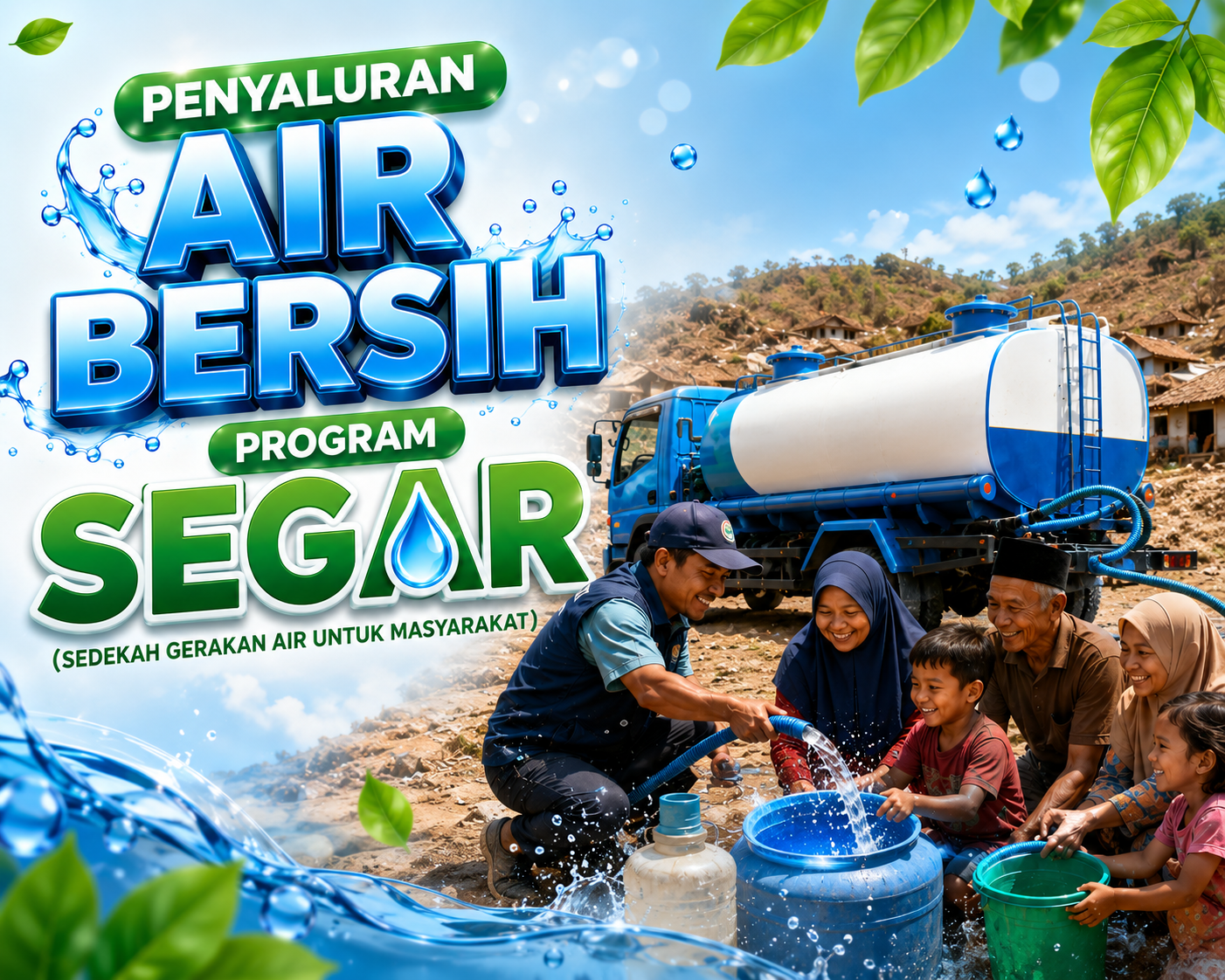 penyaluran air bersih program segar (sedekah gerakan air untuk masyarakat)